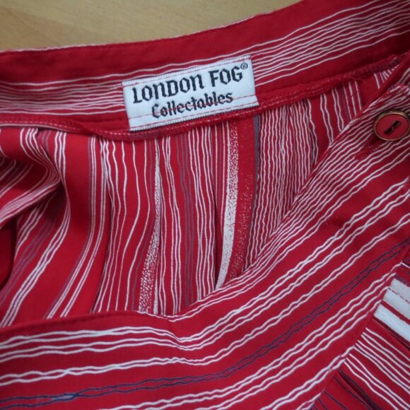 London Fog Vintage Red White Blue Candy Stripe Abstract Long Skirt with Pockets - Picture 4 of 7